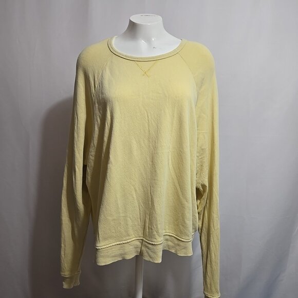 Marine Layer Crewneck Sweatshirt Womens Size XL Yellow Raglan Sleeve Cropped - Picture 1 of 13